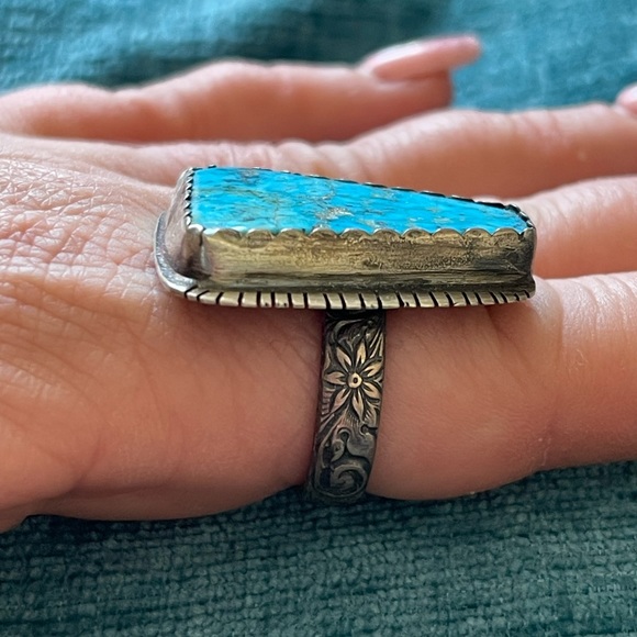 Size 9 turquoise and sterling silver ring item # 0004 - Picture 7 of 7
